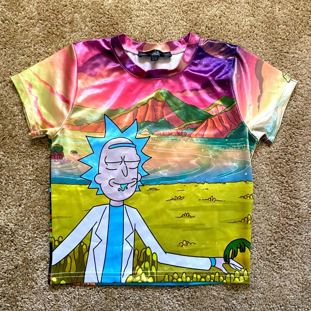 Rick & Morty satin baby tee XS